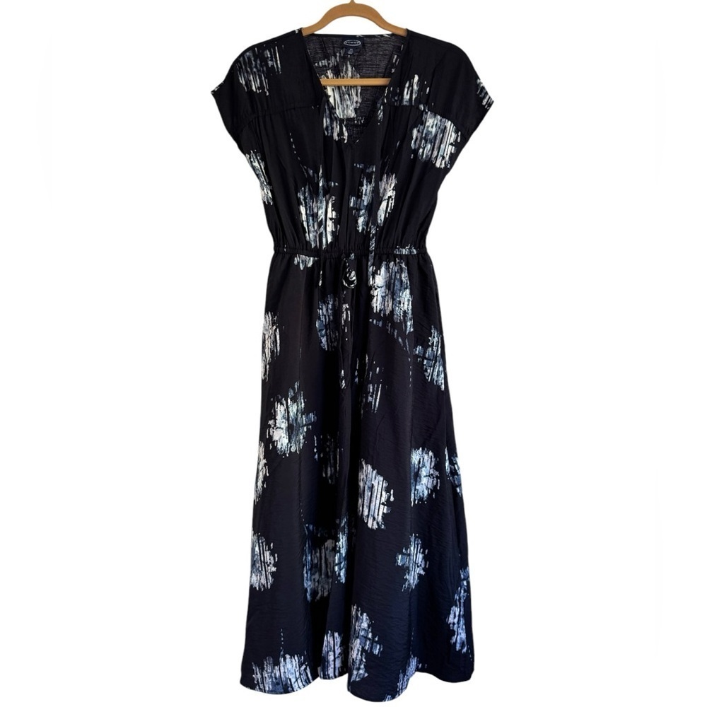 Scoop NYC Midi Sundress with V-Neck & Cap Sleeves Blue Summer Dress Festival XS